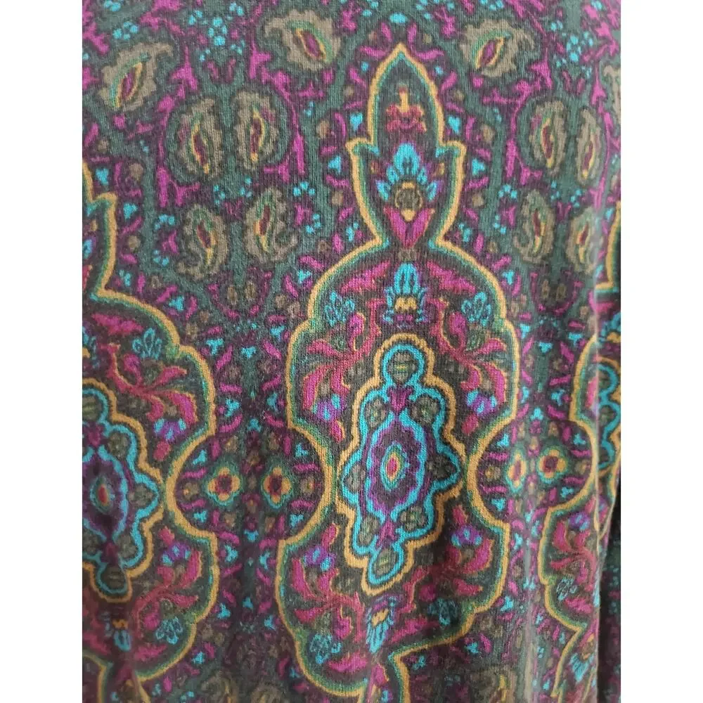 Isaac Mizrahi Live Paisley V-neck Button Cardigan Sweater Womens Size XL Boho - Picture 6 of 10